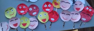 Photograph showing examples of emoji pictures made by children at Starting Point Montessori school