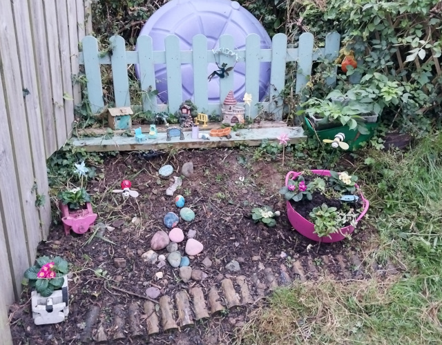 Picture of Fairy Garden with eggs, flowers and toys at Starting Point Montessori School